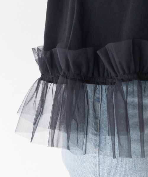 INCEDE（インシード）の「裾フリル 異素材プルオーバー（Tシャツ/カットソー・レディース・ブラック/オフホワイト・LL/L/M）」の17枚目の写真