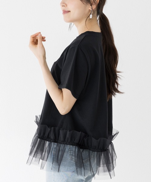 INCEDE（インシード）の「裾フリル 異素材プルオーバー（Tシャツ/カットソー・レディース・ブラック/オフホワイト・LL/L/M）」の10枚目の写真