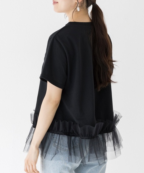 INCEDE（インシード）の「裾フリル 異素材プルオーバー（Tシャツ/カットソー・レディース・ブラック/オフホワイト・LL/L/M）」の11枚目の写真