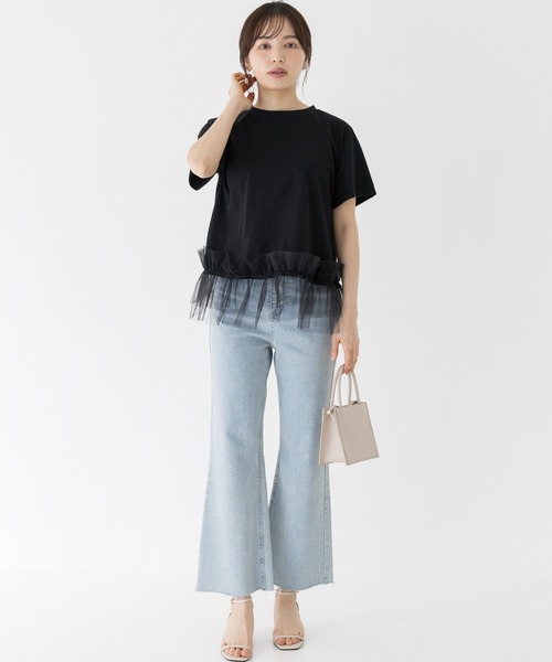 INCEDE（インシード）の「裾フリル 異素材プルオーバー（Tシャツ/カットソー・レディース・ブラック/オフホワイト・LL/L/M）」の12枚目の写真