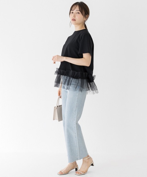 INCEDE（インシード）の「裾フリル 異素材プルオーバー（Tシャツ/カットソー・レディース・ブラック/オフホワイト・LL/L/M）」の15枚目の写真