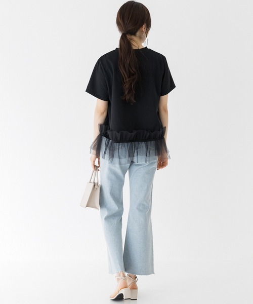 INCEDE（インシード）の「裾フリル 異素材プルオーバー（Tシャツ/カットソー・レディース・ブラック/オフホワイト・LL/L/M）」の16枚目の写真