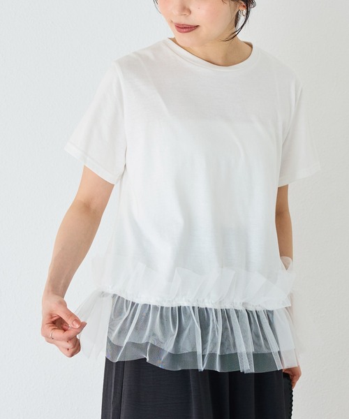 INCEDE（インシード）の「裾フリル 異素材プルオーバー（Tシャツ/カットソー・レディース・ブラック/オフホワイト・LL/L/M）」の22枚目の写真