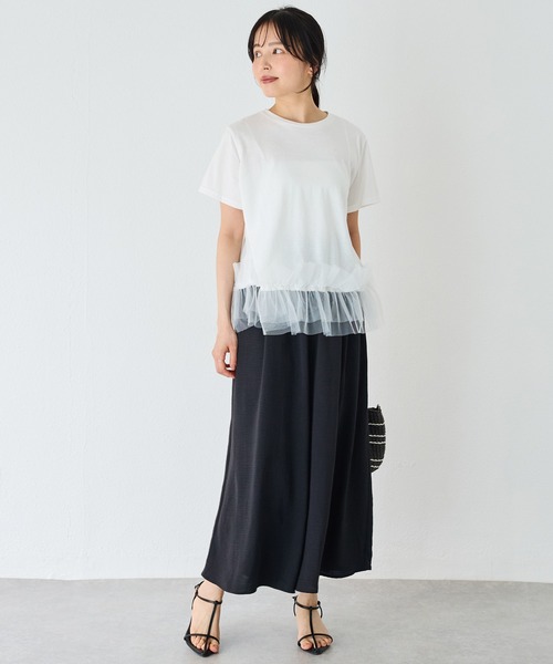 INCEDE（インシード）の「裾フリル 異素材プルオーバー（Tシャツ/カットソー・レディース・ブラック/オフホワイト・LL/L/M）」の18枚目の写真