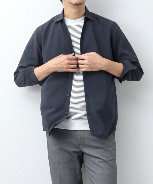 NOLLEY'S goodman(ノーリーズグッドマン)の「リネンライク スキッパーシャツ(シャツ/ブラウス・メンズ・サックスブルー/ダークネイビー・XL/L/M/S)」の11枚目の写真