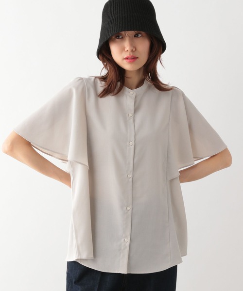 GLOBAL WORK（グローバルワーク）の「お手入れらくらくフレンチリネンフリルブラウス/987194（シャツ/ブラウス・レディース・ミント/ブルー系2/グレイッシュベージュ/ブラック/ネイビー系9・M/L）」の9枚目の写真