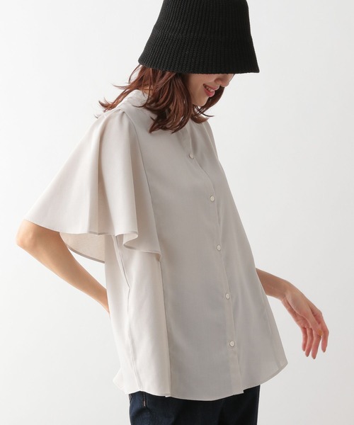 GLOBAL WORK（グローバルワーク）の「お手入れらくらくフレンチリネンフリルブラウス/987194（シャツ/ブラウス・レディース・ミント/ブルー系2/グレイッシュベージュ/ブラック/ネイビー系9・M/L）」の10枚目の写真