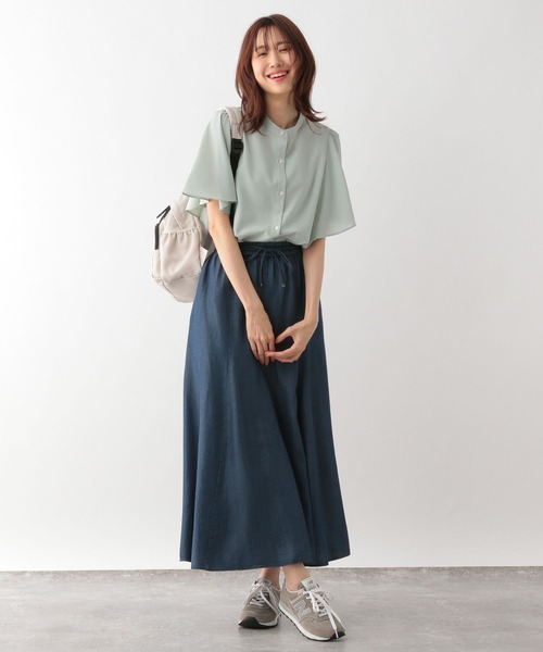 GLOBAL WORK（グローバルワーク）の「お手入れらくらくフレンチリネンフリルブラウス/987194（シャツ/ブラウス・レディース・ミント/ブルー系2/グレイッシュベージュ/ブラック/ネイビー系9・M/L）」の11枚目の写真