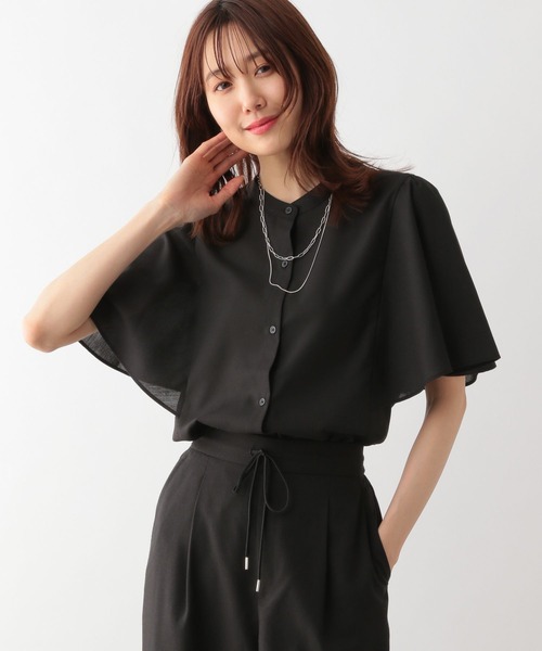 GLOBAL WORK（グローバルワーク）の「お手入れらくらくフレンチリネンフリルブラウス/987194（シャツ/ブラウス・レディース・ミント/ブルー系2/グレイッシュベージュ/ブラック/ネイビー系9・M/L）」の6枚目の写真