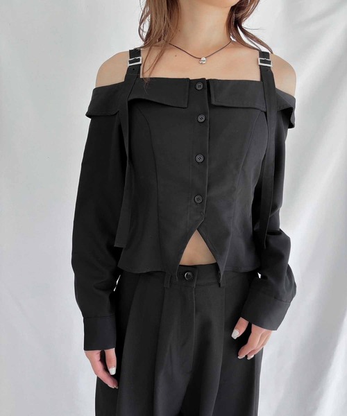 ENVYM（アンビー）の「オフショルシャツ（シャツ/ブラウス・レディース・チェック/ホワイト/ブラック・FREE）」の8枚目の写真