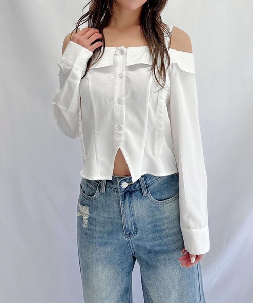 ENVYM（アンビー）の「オフショルシャツ（シャツ/ブラウス・レディース・チェック/ホワイト/ブラック・FREE）」の14枚目の写真