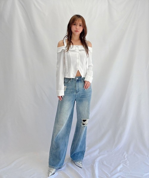 ENVYM（アンビー）の「オフショルシャツ（シャツ/ブラウス・レディース・チェック/ホワイト/ブラック・FREE）」の17枚目の写真