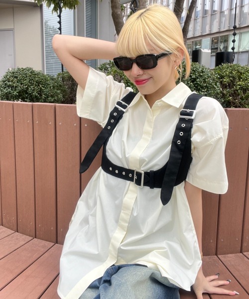 ブラウス シャツ 「ZOZO限定」セットアイテム　ハーネスベルト付きシャツSS/119118 レディース セール】【ZOZO限定】セットアイテム ハーネスベルト付きシャツ
