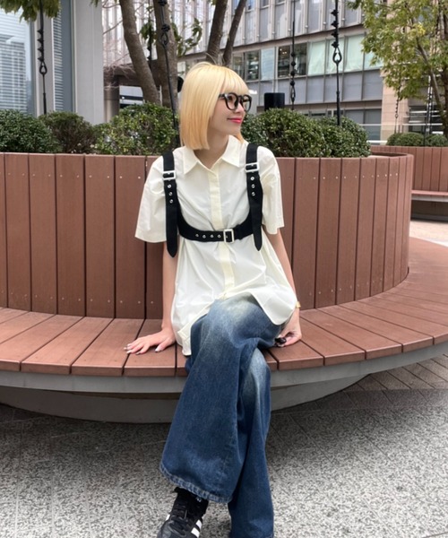 ブラウス シャツ 「ZOZO限定」セットアイテム　ハーネスベルト付きシャツSS/119118 レディース JEANASIS（ジーナシス）の「【ZOZO限定】セットアイテム