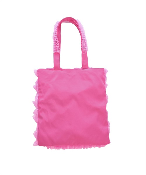 セール】A4チュールトートバッグ［推し活 ピンク ブラック］≪再入荷