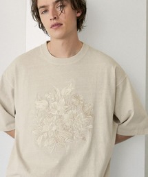 ピグメントオーバーダイフラワー刺繍ヘビーウェイトTシャツ EMMA CLOTHES 2024SS