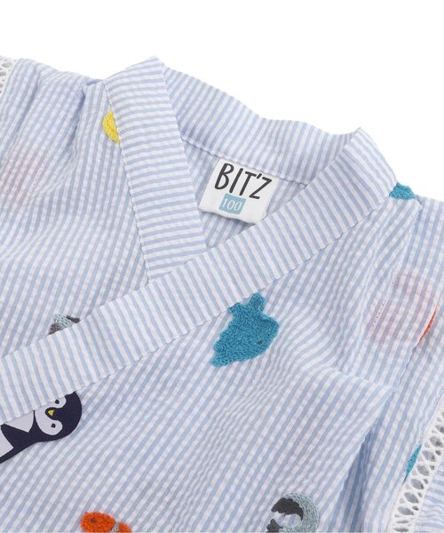 BIT'Z（ビッツ）の「海の生き物数字刺繍柄お魚巾着付き甚平スーツ（浴衣・キッズ・ブルー/イエロー・80/90/95/100/110/120）」の7枚目の写真