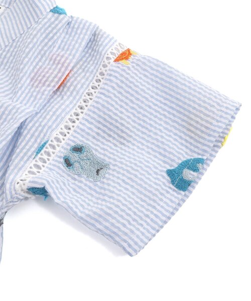 BIT'Z（ビッツ）の「海の生き物数字刺繍柄お魚巾着付き甚平スーツ（浴衣・キッズ・ブルー/イエロー・80/90/95/100/110/120）」の6枚目の写真