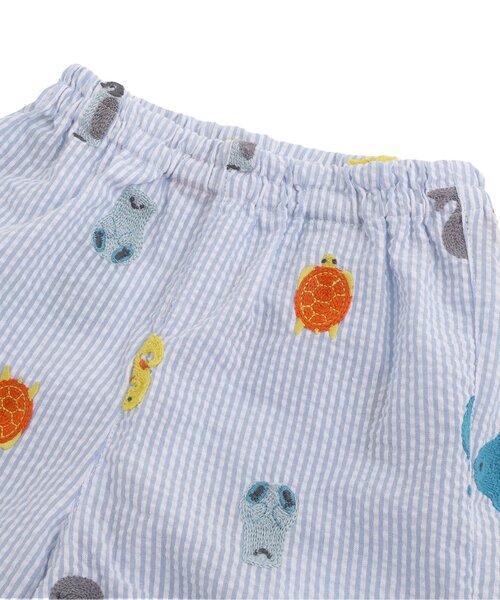 BIT'Z（ビッツ）の「海の生き物数字刺繍柄お魚巾着付き甚平スーツ（浴衣・キッズ・ブルー/イエロー・80/90/95/100/110/120）」の4枚目の写真