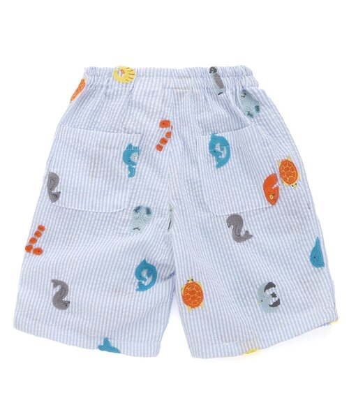 BIT'Z（ビッツ）の「海の生き物数字刺繍柄お魚巾着付き甚平スーツ（浴衣・キッズ・ブルー/イエロー・80/90/95/100/110/120）」の3枚目の写真