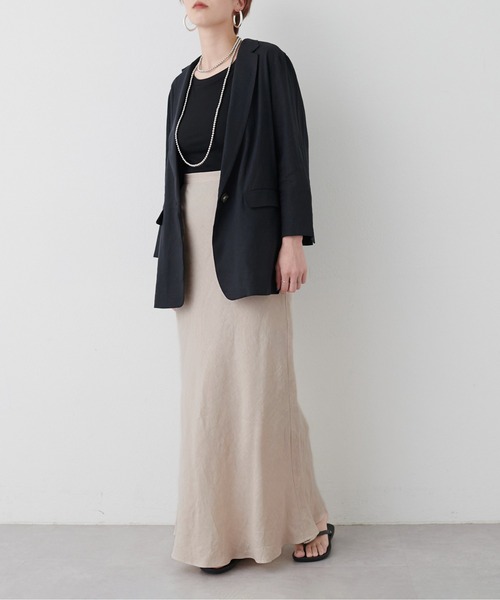LARUTA（ラルータ）の「【LARUTA】WEB限定 / レーヨン麻シンプルジャケット（テーラードジャケット・レディース・ブラック/グレイッシュベージュ・FREE）」の20枚目の写真
