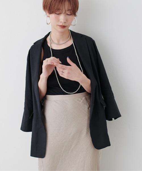LARUTA（ラルータ）の「【LARUTA】WEB限定 / レーヨン麻シンプルジャケット（テーラードジャケット・レディース・ブラック/グレイッシュベージュ・FREE）」の17枚目の写真
