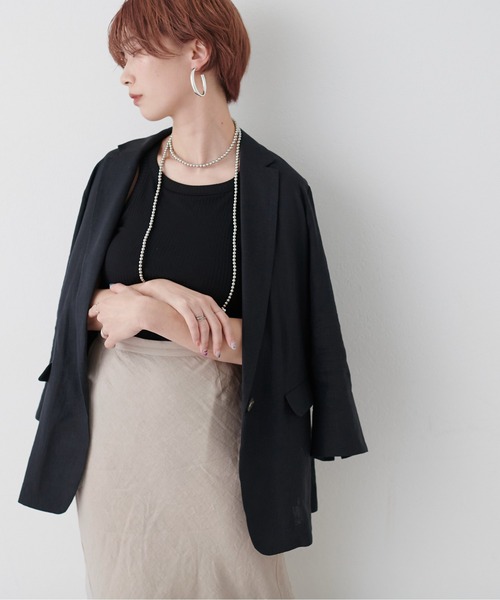 LARUTA（ラルータ）の「【LARUTA】WEB限定 / レーヨン麻シンプルジャケット（テーラードジャケット・レディース・ブラック/グレイッシュベージュ・FREE）」の19枚目の写真