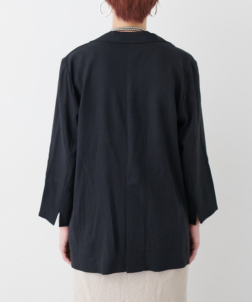 LARUTA（ラルータ）の「【LARUTA】WEB限定 / レーヨン麻シンプルジャケット（テーラードジャケット・レディース・ブラック/グレイッシュベージュ・FREE）」の6枚目の写真