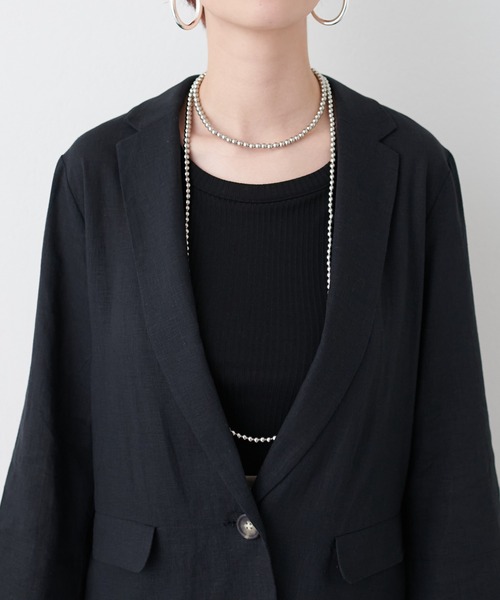 LARUTA（ラルータ）の「【LARUTA】WEB限定 / レーヨン麻シンプルジャケット（テーラードジャケット・レディース・ブラック/グレイッシュベージュ・FREE）」の7枚目の写真