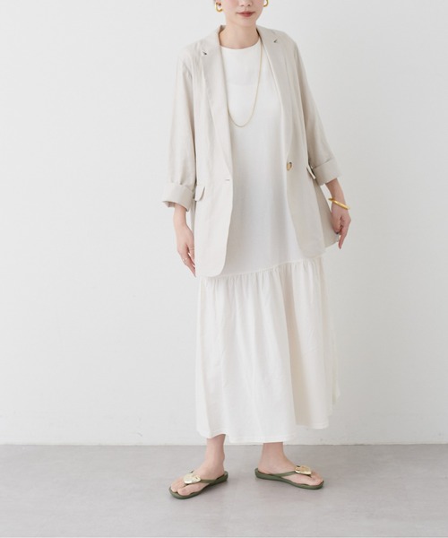 LARUTA（ラルータ）の「【LARUTA】WEB限定 / レーヨン麻シンプルジャケット（テーラードジャケット・レディース・ブラック/グレイッシュベージュ・FREE）」の14枚目の写真