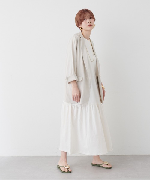 LARUTA（ラルータ）の「【LARUTA】WEB限定 / レーヨン麻シンプルジャケット（テーラードジャケット・レディース・ブラック/グレイッシュベージュ・FREE）」の15枚目の写真