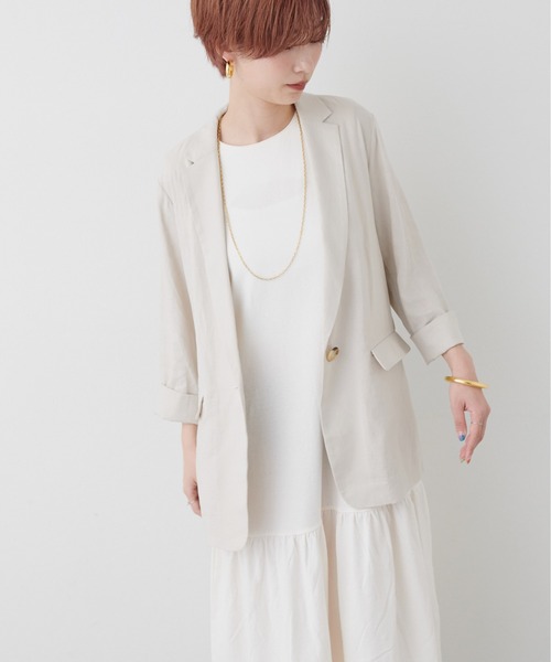 LARUTA（ラルータ）の「【LARUTA】WEB限定 / レーヨン麻シンプルジャケット（テーラードジャケット・レディース・ブラック/グレイッシュベージュ・FREE）」の12枚目の写真