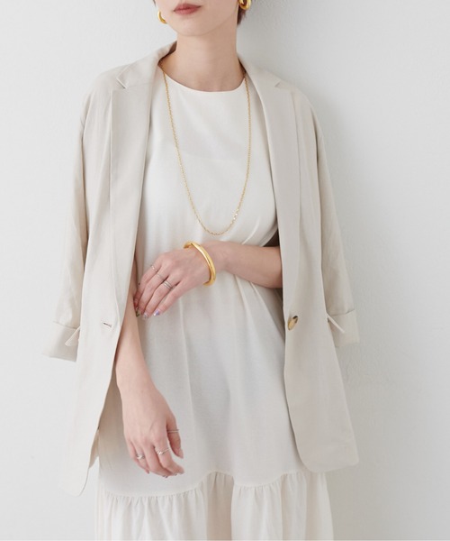LARUTA（ラルータ）の「【LARUTA】WEB限定 / レーヨン麻シンプルジャケット（テーラードジャケット・レディース・ブラック/グレイッシュベージュ・FREE）」の22枚目の写真