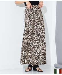 Settimissimo | ITALY サテン レオパードプリント ロングスカート(スカート)