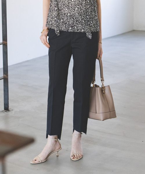 Noble（ノーブル）の「《追加》ドライコットンリネンステップヘムパンツ 6（スラックス・レディース・ラベンダー/ブラック/ホワイト系その他・40/38/36/34）」の3枚目の写真