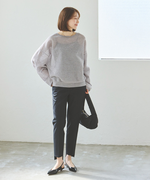 Noble（ノーブル）の「《追加》ドライコットンリネンステップヘムパンツ 6（スラックス・レディース・ラベンダー/ブラック/ホワイト系その他・40/38/36/34）」の8枚目の写真