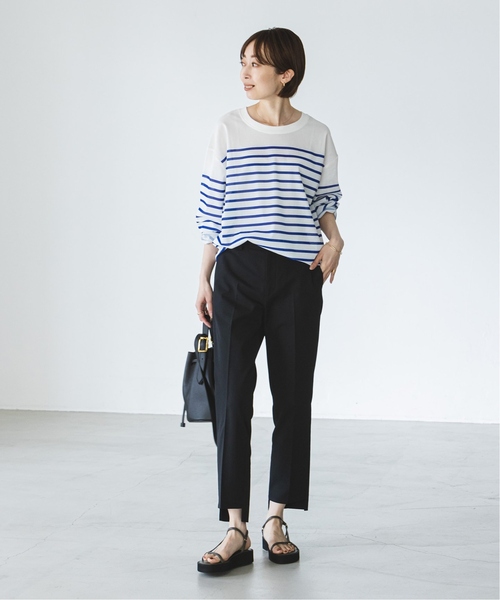 Noble（ノーブル）の「《追加》ドライコットンリネンステップヘムパンツ 6（スラックス・レディース・ラベンダー/ブラック/ホワイト系その他・40/38/36/34）」の21枚目の写真