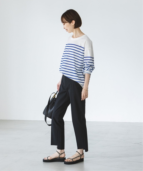 Noble（ノーブル）の「《追加》ドライコットンリネンステップヘムパンツ 6（スラックス・レディース・ラベンダー/ブラック/ホワイト系その他・40/38/36/34）」の11枚目の写真