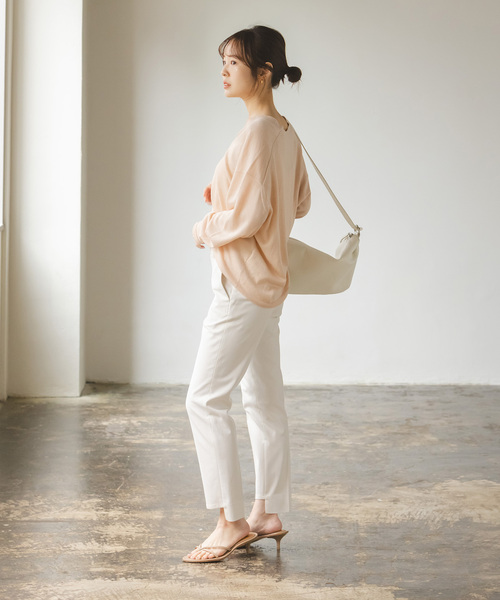 Noble（ノーブル）の「《追加》ドライコットンリネンステップヘムパンツ 6（スラックス・レディース・ラベンダー/ブラック/ホワイト系その他・40/38/36/34）」の16枚目の写真