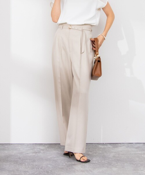 NOLLEY’S Sophi(ノーリーズソフィ)の「ウォッシャブルドライツイルベルト付ワイドパンツ(その他パンツ・レディース・ライトグレー/ベージュ/オフホワイト・38/36/34)」の1枚目の写真