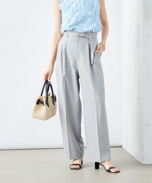 NOLLEY’S Sophi(ノーリーズソフィ)の「ウォッシャブルドライツイルベルト付ワイドパンツ(その他パンツ・レディース・ライトグレー/ベージュ/オフホワイト・38/36/34)」の3枚目の写真