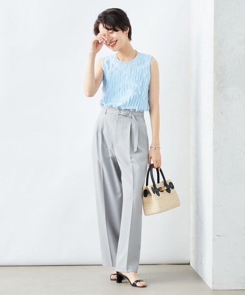 NOLLEY’S Sophi(ノーリーズソフィ)の「ウォッシャブルドライツイルベルト付ワイドパンツ(その他パンツ・レディース・ライトグレー/ベージュ/オフホワイト・38/36/34)」の7枚目の写真