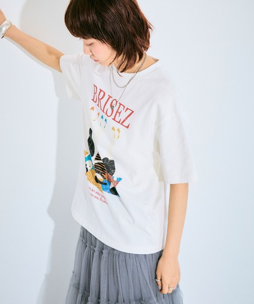 ELLEgirl(エルガール)の「グラフィックプリントTシャツ【ELLEgirl/エル ガール】(Tシャツ/カットソー・レディース・ホワイト/ホワイト系その他・FREE)」の11枚目の写真