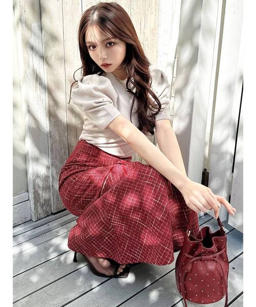 RESEXXY（リゼクシー）の「ゴールドポイントパワショルトップス（Tシャツ/カットソー・レディース・ライトグレー/レッド/ブラック・FREE）」の21枚目の写真