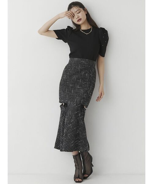 RESEXXY（リゼクシー）の「ゴールドポイントパワショルトップス（Tシャツ/カットソー・レディース・ライトグレー/レッド/ブラック・FREE）」の4枚目の写真