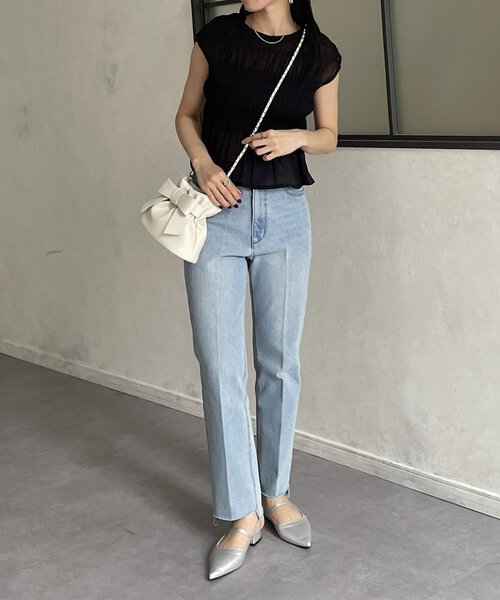 Thevon（ゼボン）の「シャーリングシアーフレンチブラウス（シャツ/ブラウス・レディース・アイボリー/ブラック/オリーブ/ベージュ・FREE）」の14枚目の写真