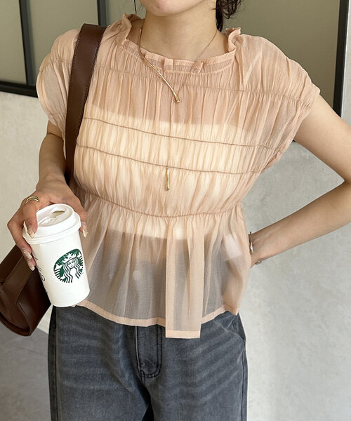 シャーリングシアーブラウス セール】シャーリングシアーフレンチブラウス（シャツ/ブラウス