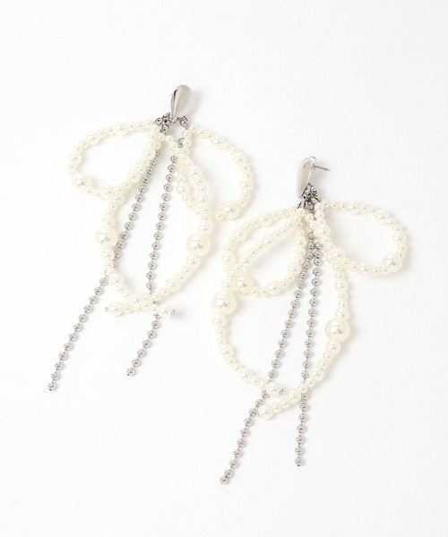 HARE（ハレ）の「パールリボンピアス(HAERE)（ピアス（両耳用）・レディース・シルバー・FREE）」の7枚目の写真