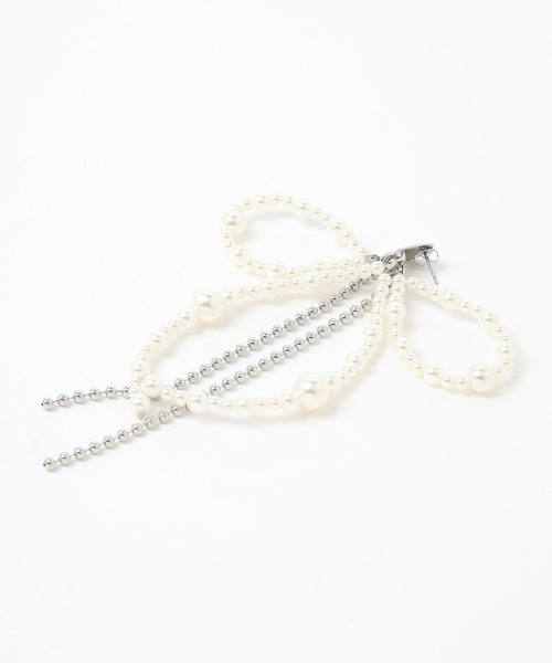 HARE（ハレ）の「パールリボンピアス(HAERE)（ピアス（両耳用）・レディース・シルバー・FREE）」の8枚目の写真