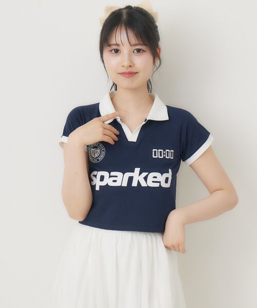 ems excite（エムズエキサイト）の「スキッパーユニフォームCT（Tシャツ/カットソー・レディース・チャコールグレー/オフホワイト/ブルー・FREE）」の12枚目の写真